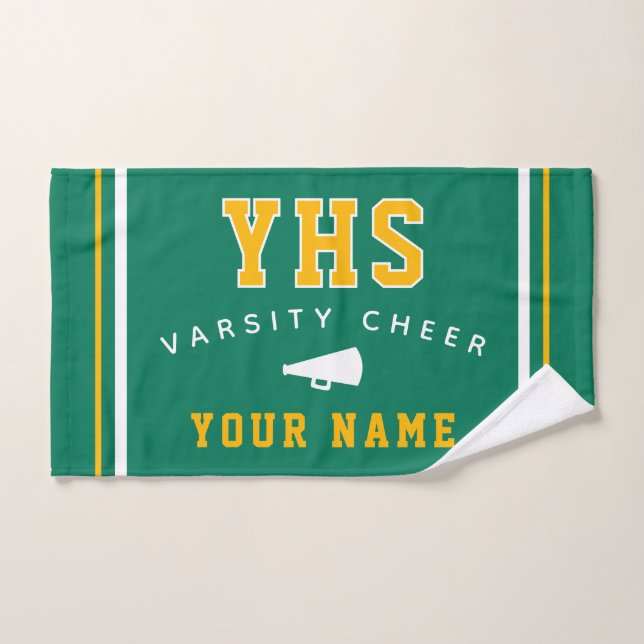 Cheer Icon, Custom Name & School, Cheer Team Gift Hand Towel (Hand Towel)