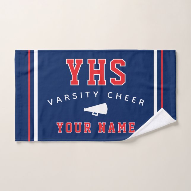 Cheer Icon, Custom Name & School, Cheer Team Gift Hand Towel (Hand Towel)