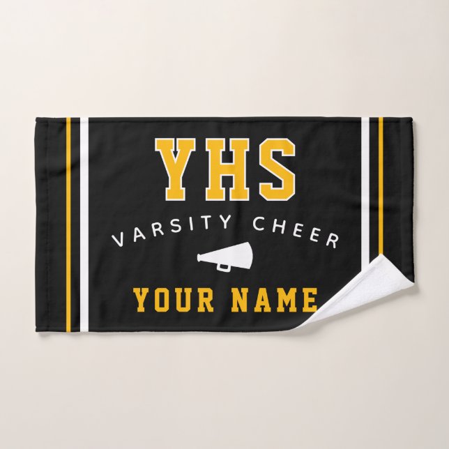 Cheer Icon, Custom Name & School, Cheer Team Gift Hand Towel (Hand Towel)