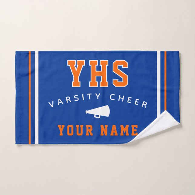 Cheer Icon, Custom Name & School, Cheer Team Gift Hand Towel (Hand Towel)