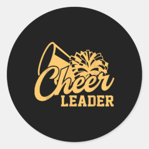 Cheer Leader Girl Women Cheerleader Cheerleading Classic Round Sticker