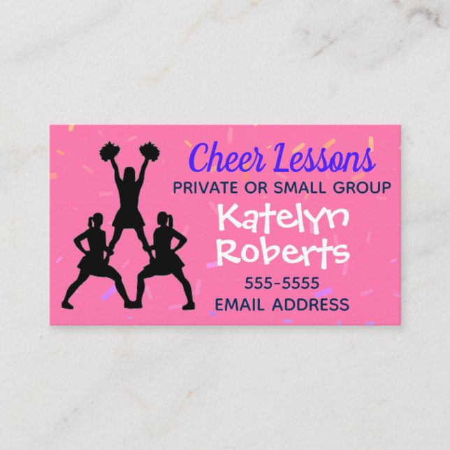 Cheer Lessons Pink Business Card (Front)