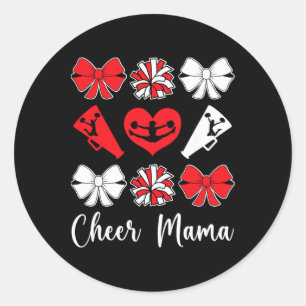 Cheer Mama Coquette Cheer Mom Of A Cheerleader Mom Classic Round Sticker