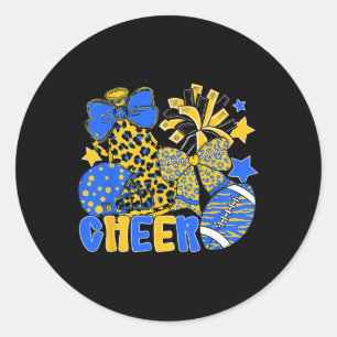 Cheer Mama Footll Cheerleading Game Day Touchdown Classic Round Sticker
