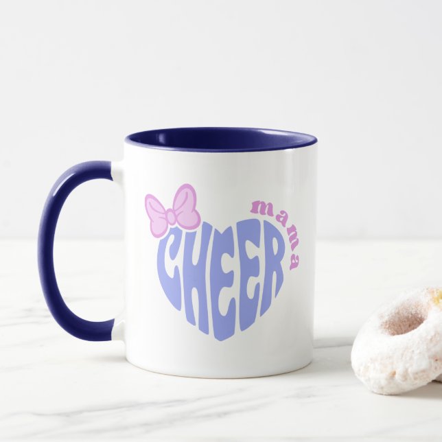 Cheer Mama Mum Cute Heart With Bow  Mug (With Donut)