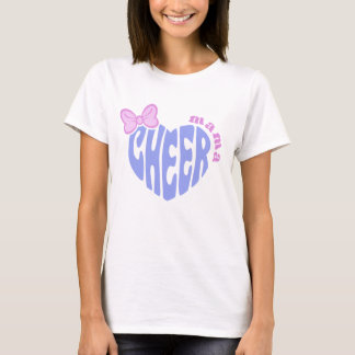 Cheer Mama Mum Cute Heart With Bow  T-Shirt