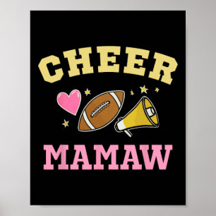 Cheer Mamaw Heart Fan Cheerleader Cheerleading Foo Poster