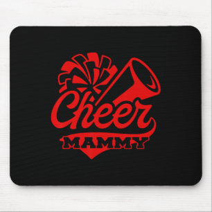 Cheer Mammy Biggest Fan Black And Red Pom Pom Mouse Pad