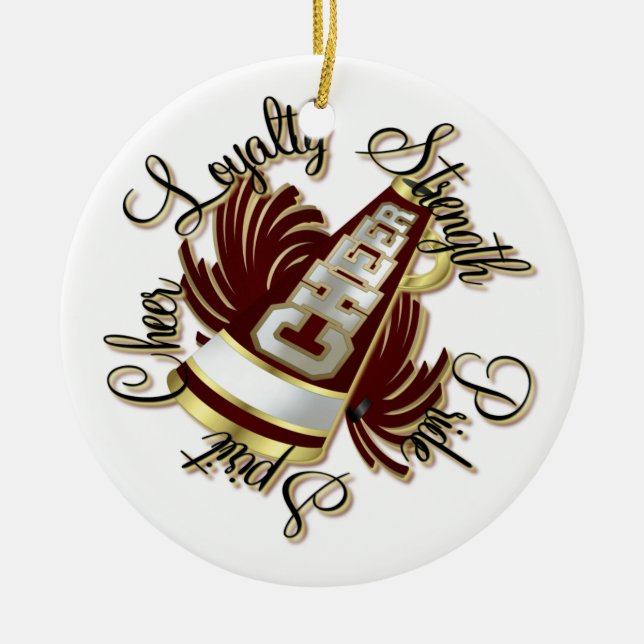 Cheer Maroon and Gold Qualities One-Sided Ornament (Front)