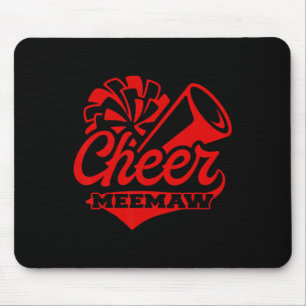 Cheer Meemaw Biggest Fan Black And Red Pom Pom Mouse Pad