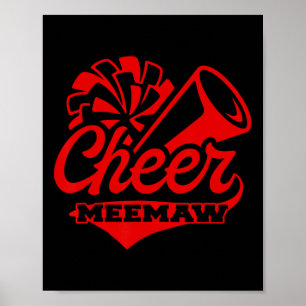 Cheer Meemaw Biggest Fan Black And Red Pom Pom  Poster