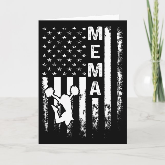 Cheer Mema American Flag Cheerleading Cheerleader  Card (Front)