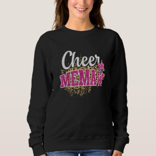 Cheer Memaw Biggest Fan Leopard Print And Pom Pom Sweatshirt