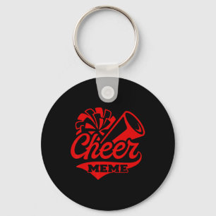 Cheer Meme Biggest Fan Black And Red Pom Pom Key Ring