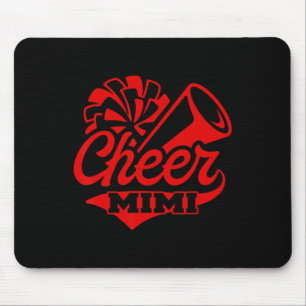 Cheer Mimi Biggest Fan Black And Red Pom Pom Mouse Pad