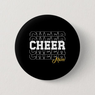Cheer Mom Biggest Fan Cheerleader Black Yellow Gol 6 Cm Round Badge