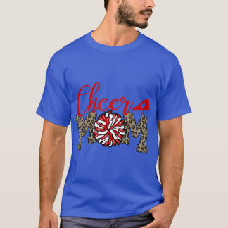 Cheer Mom Biggest Fan Leopard Print Red And White  T-Shirt