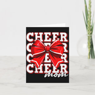 Cheer Mom Cheerleader Bow Biggest Fan Red Team  Card