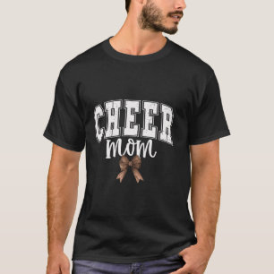 Cheer MOM Coquette Brown Bow Cheerleader T-Shirt