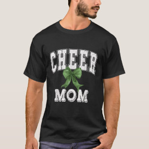 Cheer MOM Coquette Green Bow Cheerleader T-Shirt