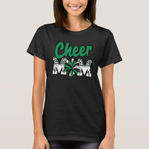 Cheer Mom Green Black White Leopard Letters Cheer T-Shirt