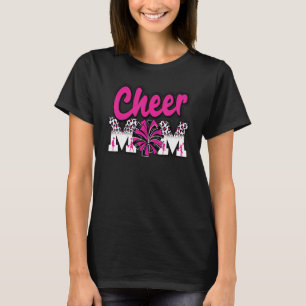 Cheer Mom Hot Pink Black Leopard Letters Cheer Pom T-Shirt