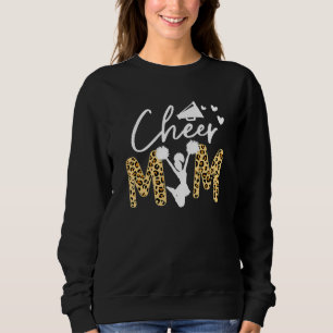 Cheer Mom Leopard Messy Bun Cheerleader Bleached M Sweatshirt