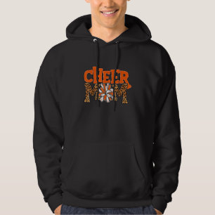Cheer Mom Leopard with Orange and White Pom Poms Hoodie