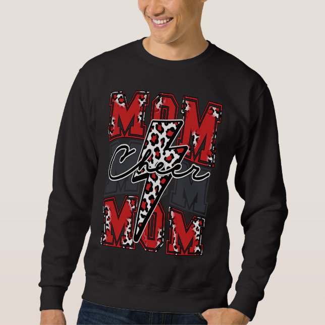 Cheer Mom Lightning Bolt Leopard Cheetah Print Che Sweatshirt (Front)