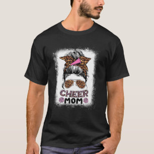 Cheer Mom Messy Bun Proud Cheerleader Mom Mothers T-Shirt
