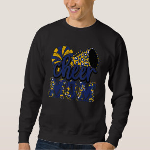 Cheer Mom Navy Leopard Cheer Poms & Megaphone Sweatshirt