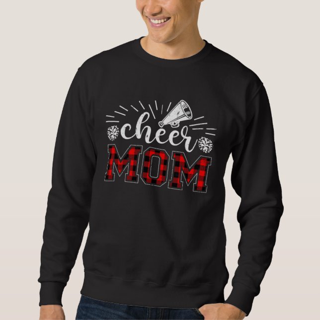 Cheer Mom Plaid Red Print Proud Cheerleader Mom Mo Sweatshirt (Front)