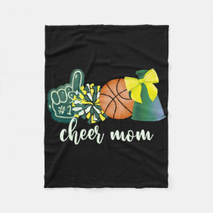 Cheer Mom Sketll Shirt Cheer Cheerleading Women Gi Fleece Blanket