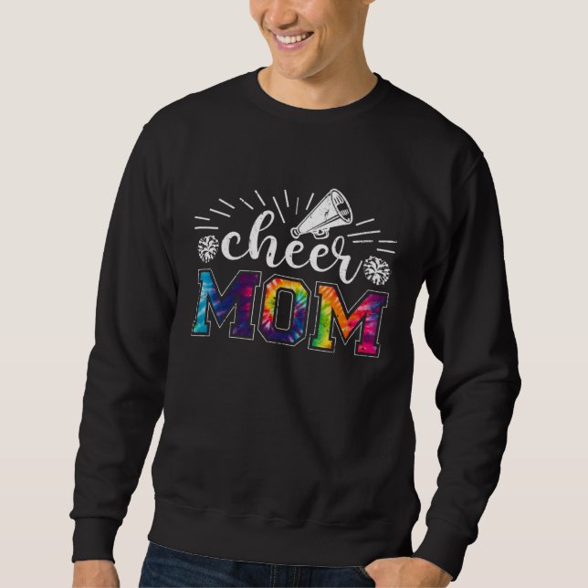 Cheer Mom Tie Dye Print Proud Cheerleader Mom Moth Sweatshirt (Front)