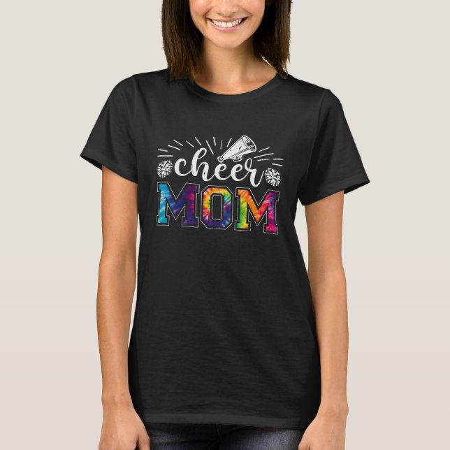 Cheer Mom Tie Dye Print Proud Cheerleader Mom Moth T-Shirt (Front)