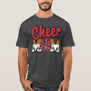 Cheer Mom Tiger Stripe Red Black Letters Cheer Pom T-Shirt