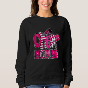 Cheer Momma Biggest Fan Leopard Print And Pom Pom Sweatshirt