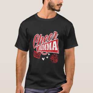 Cheer Momma Biggest Fan Leopard Print And Pom Pom T-Shirt