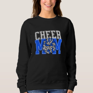 Cheer Mum Biggest Fan Blue and White Pom Pom Sweatshirt