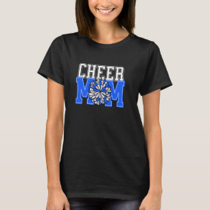 Cheer Mum Biggest Fan Blue and White Pom Pom T-Shirt