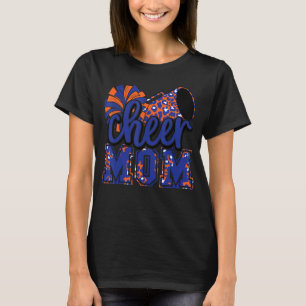 Cheer Mum Blue Orange Leopard Cheer Poms & Megapho T-Shirt
