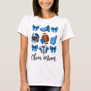 Cheer Mum Blue Women Cheerleading Footll Coquette T-Shirt