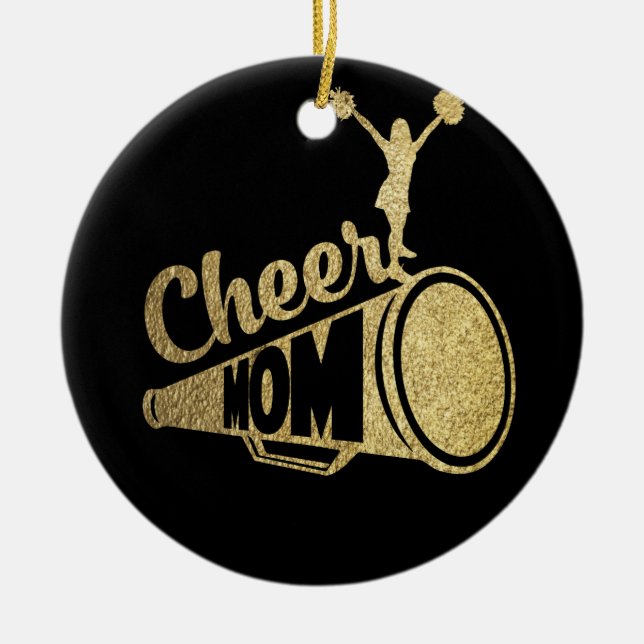 Cheer Mum Cheerleading Faux Gold Ceramic Ornament (Front)