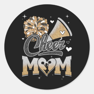 Cheer Mum Cheerleading Footll For Women Graphic Classic Round Sticker