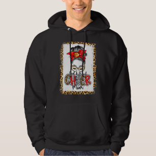 Cheer Mum Cheerleading Mum Leopard Messy Bun Mothe Hoodie