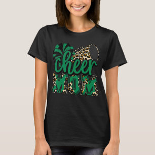 Cheer Mum Green Leopard Cheer Poms & Megaphone T-Shirt