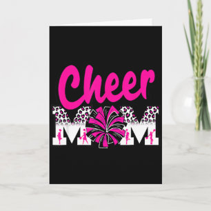 Cheer mum hot pink black leopard letters cheer pom card