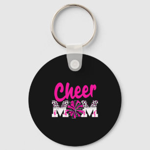 Cheer mum hot pink black leopard letters cheer pom key ring