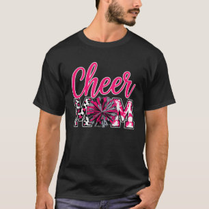 Cheer Mum Hot Pink Black Leopard Letters Cheer T-Shirt
