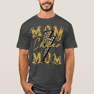 Cheer Mum Lightning Bolt Cheer Leopard Gold  T-Shirt